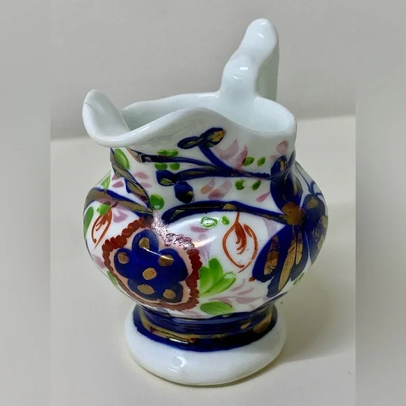 19th Century Antique Gaudy Welsh Forget Me Not Pattern Miniature Jug Pitcher